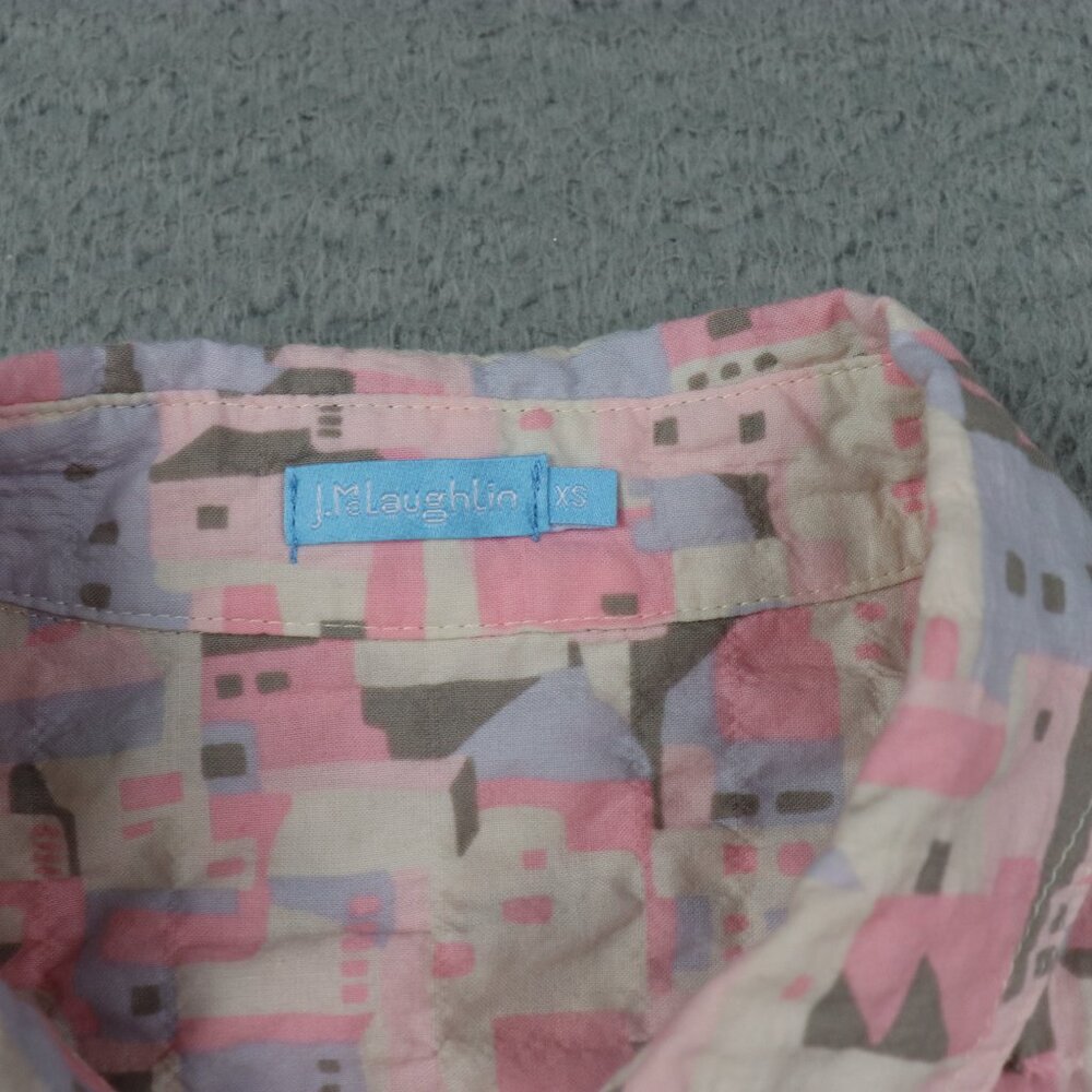 J Mclaughlin Top Womens XS Pink Printed Button Long Sleeve Blouse Preppy - Picture 12 of 12